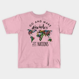 World Map Great Commission watercolor design - Go and make disciples of all nations. Matt 28:19 Kids T-Shirt